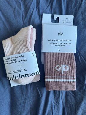 Alo + Lululemon Pink Socks Bundle (2-Pack) |Crew | NWT